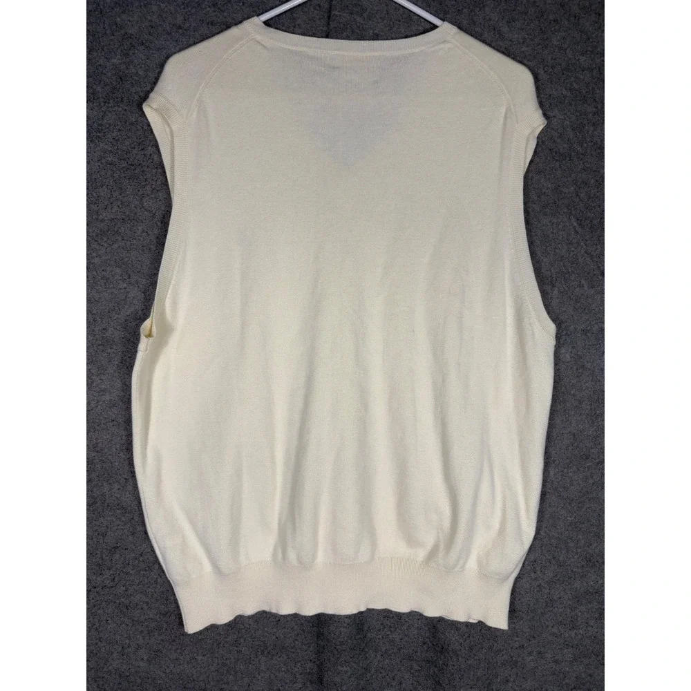 Polo Ralph Lauren Mens XXL Pima Cotton V-Neck Sweater Vest Cream Off White Pony